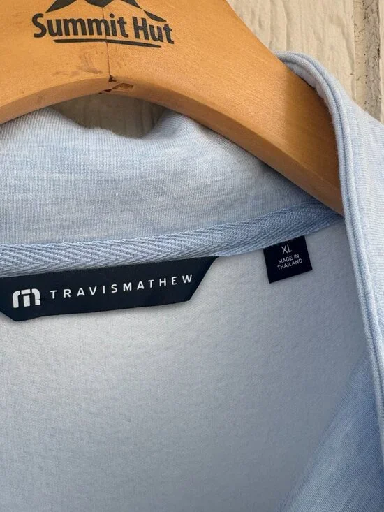 Travis Mathew Cloud 2.0 Quarter Zip Sweater Men's XL Powder Blue Elderberry Golf - Picture 10 of 15